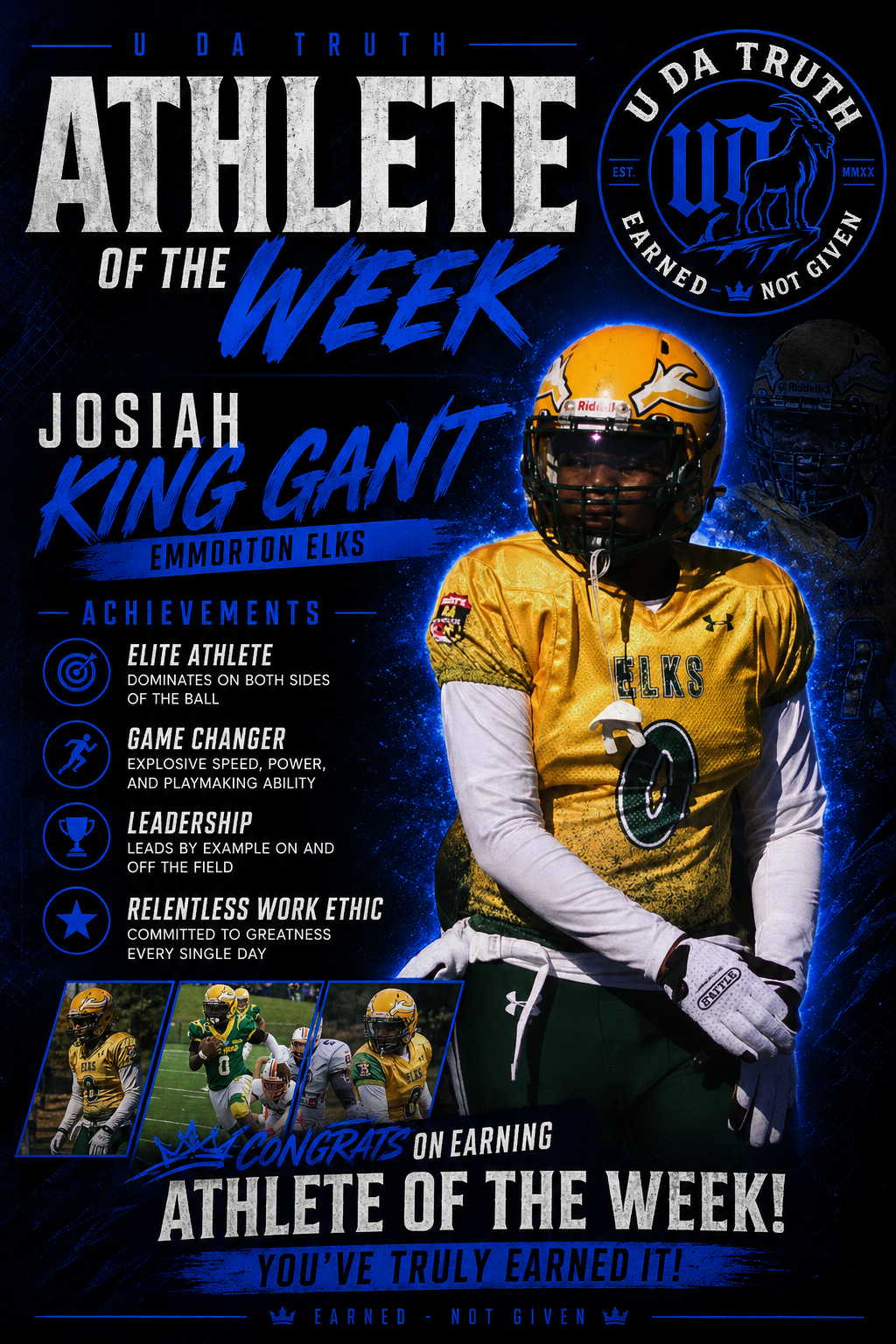 Josiah 'King' Gant — U Da Truth Athlete of the Week