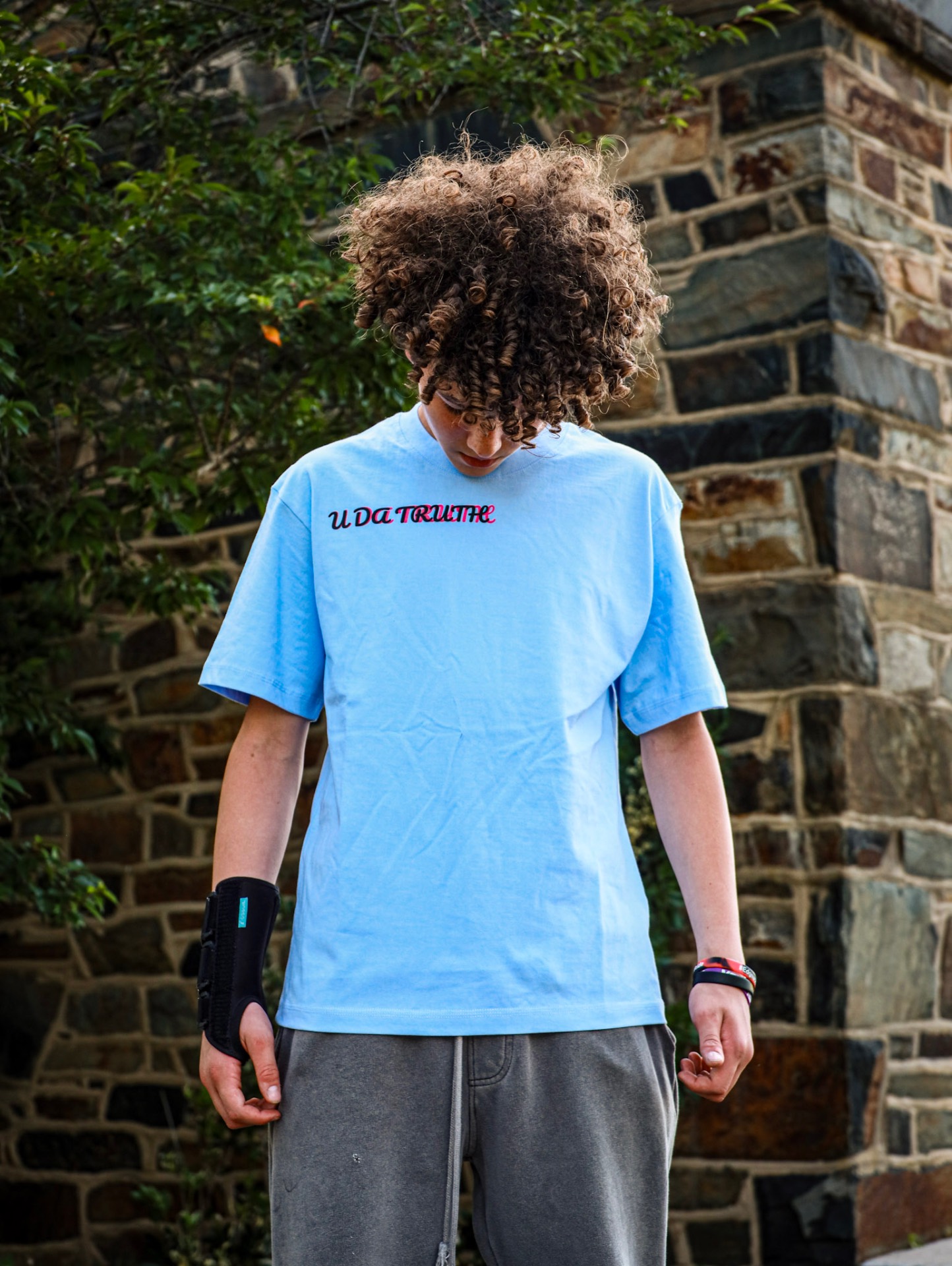 U Da Truth Script Tee — Light Blue